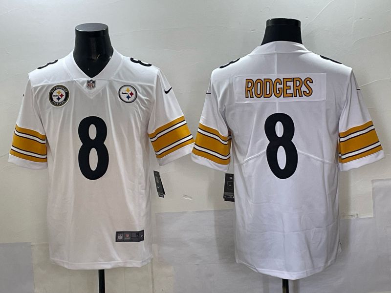 Men 2025 Pittsburgh Steelers #8 Rodgers White Nike Limited NFL Jersey style 04